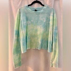 wild fable Mint & Sky Blue Tie-Dye Waffle Knit Long Sleeve Top